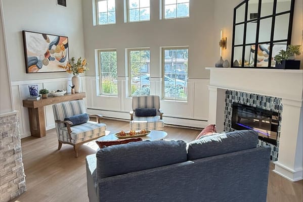 Bright common area with comfortable seating