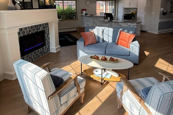 Bright common area with comfortable seating