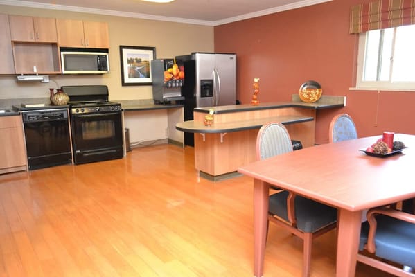 Bright kitchen area in a senior living facility