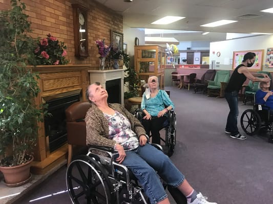 Residents enjoying a comfortable common area.