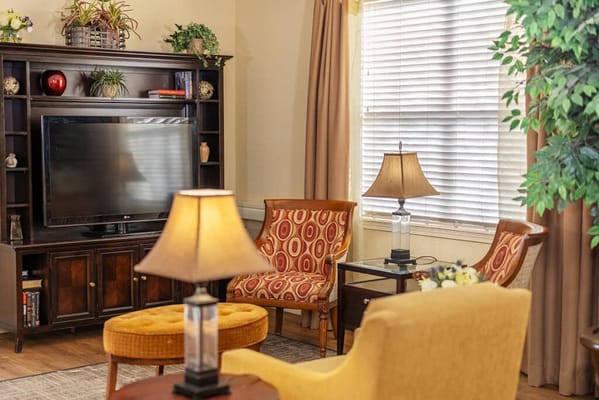 Cozy interior common area with seating and decor