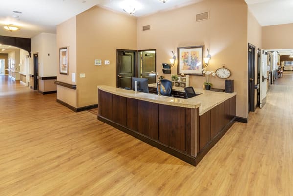 Reception area of a nursing home facility