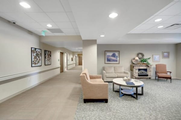 Bright interior common area with comfortable seating