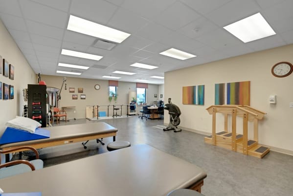 Interior view of an activity room with equipment