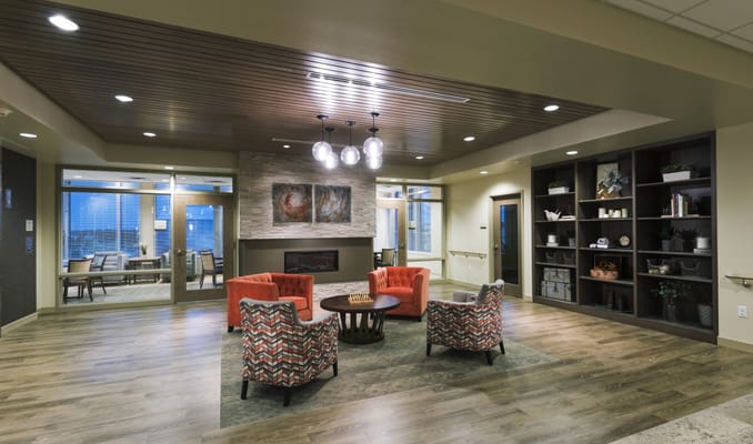 Comfortable common area with seating and decor