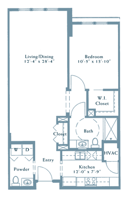 Architectural floor plan of a facility unit layout