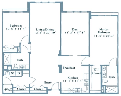 Architectural floor plan of a senior living unit