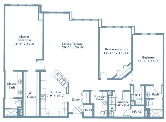 Architectural floor plan of a senior living unit