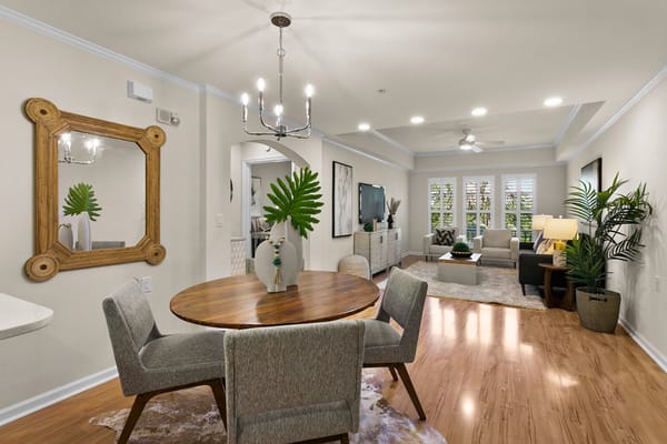 Bright interior living space with modern furniture