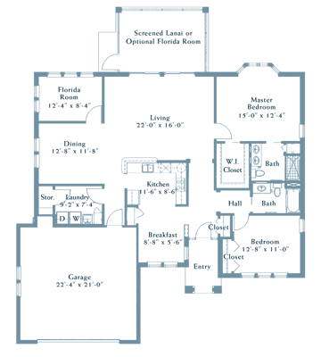 Architectural floor plan of a residential layout