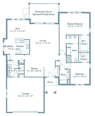 Architectural floor plan of a residential layout
