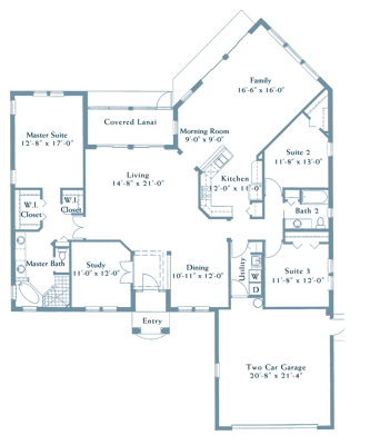 Architectural floor plan of a home layout