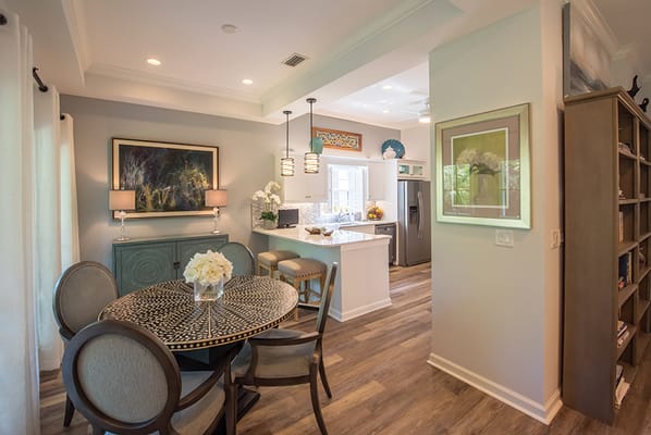 Bright interior of a modern dining area