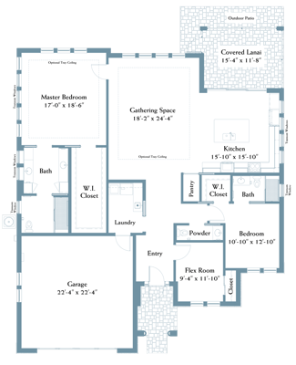 Architectural floor plan of a residential layout