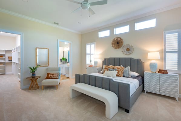 Bright interior view of a cozy bedroom
