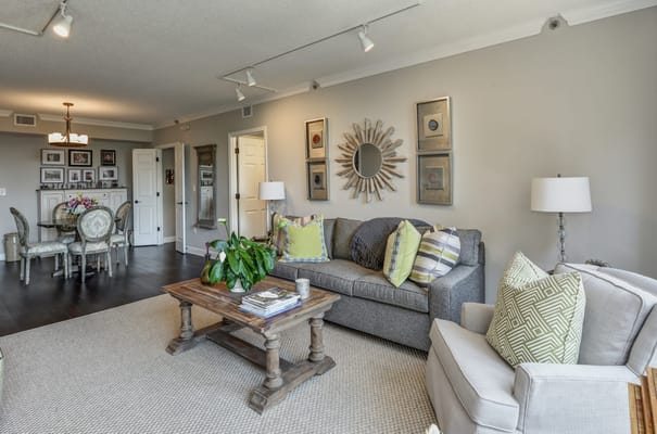 Comfortable living room with cozy furniture and decor