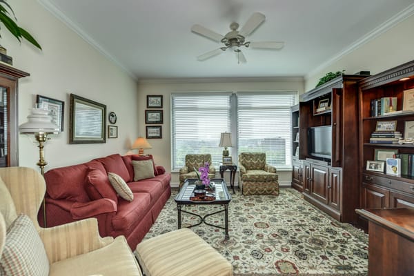 Cozy living room with comfortable seating and decor