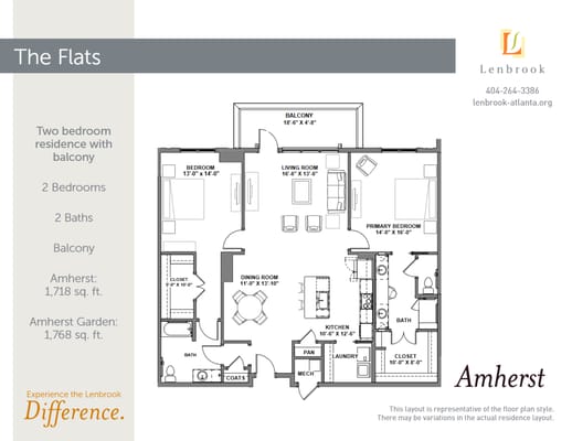 Architectural floor plan of a two-bedroom apartment
