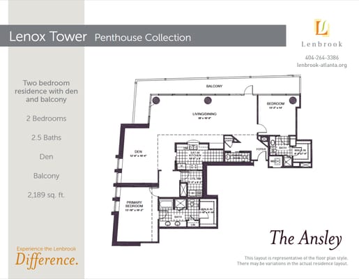 Architectural floor plan of a two-bedroom residence
