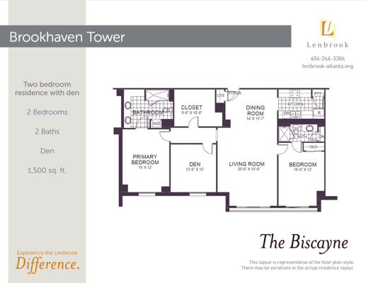 Architectural floor plan of a two-bedroom residence