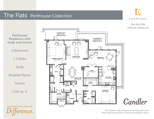 Architectural floor plan of a penthouse residence