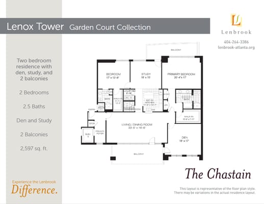 Architectural floor plan of a two-bedroom residence
