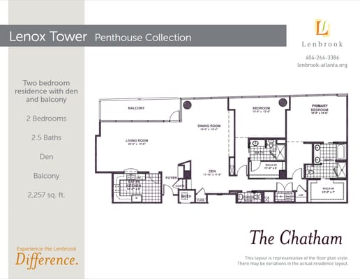 Architectural floor plan of a two-bedroom residence