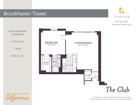 Architectural floor plan of a one-bedroom residence