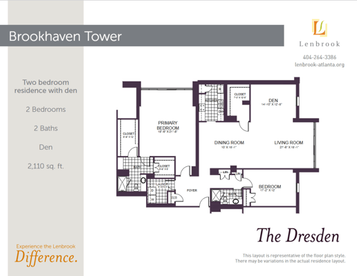 Architectural floor plan of a two-bedroom residence