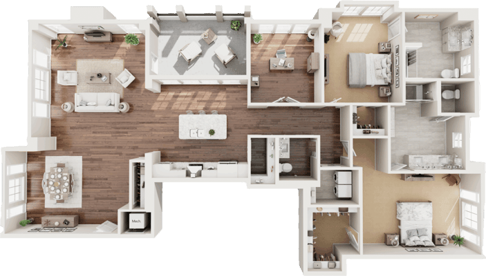 Architectural floor plan of a senior living apartment