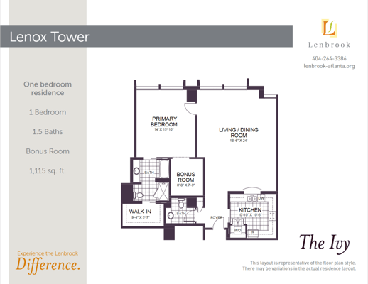 Floor plan of a one-bedroom residence
