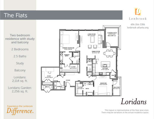 Architectural floor plan of a two-bedroom residence