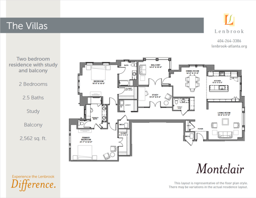 Architectural floor plan of a two-bedroom residence