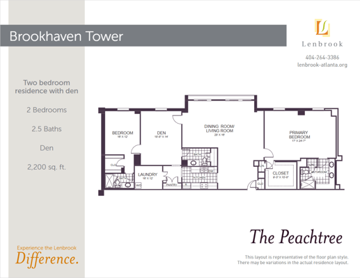 Floor plan of a two-bedroom apartment layout