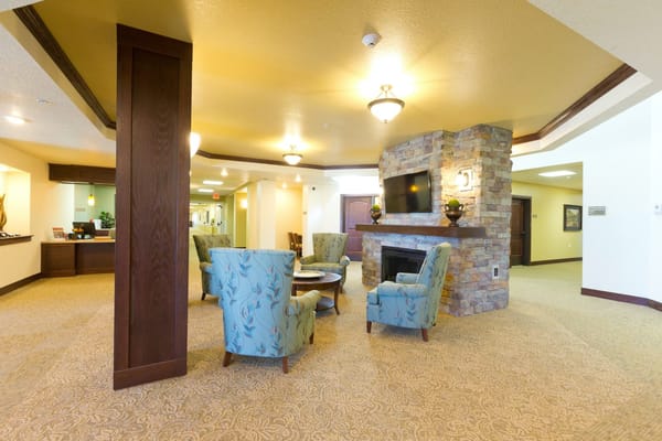 Comfortable seating area in a facility lobby