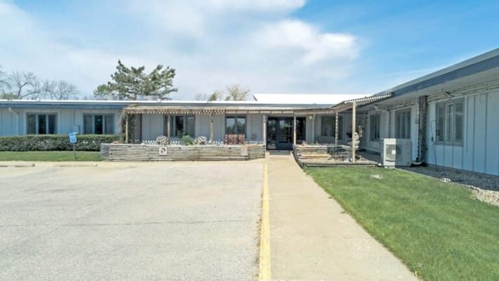 Exterior view of a senior living facility entrance