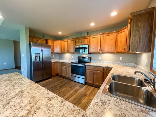 Modern kitchen interior with wooden cabinetry