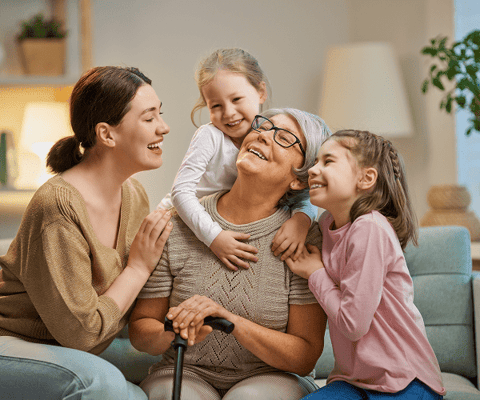A grandmother enjoying time with her grandchildren