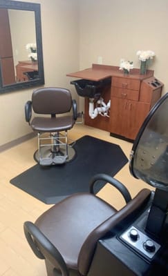 Hair salon station in assisted living facility