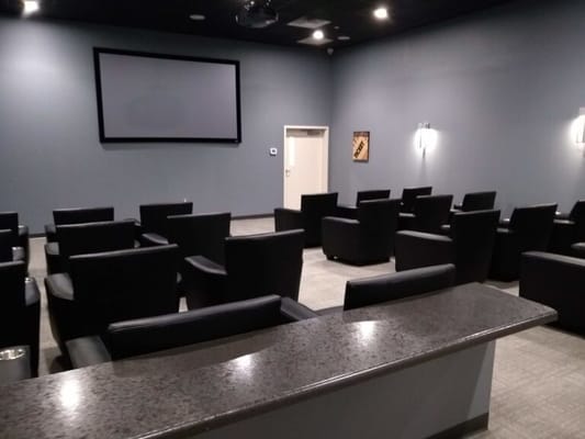Seating area in an interior theater space