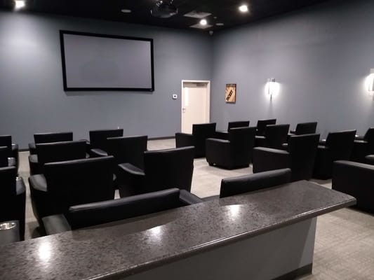 Seating area in an interior theater space