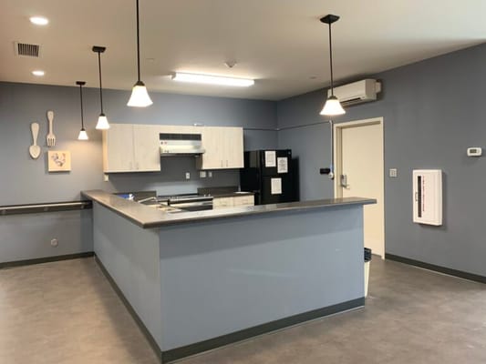 Interior view of a kitchen space in a senior living facility