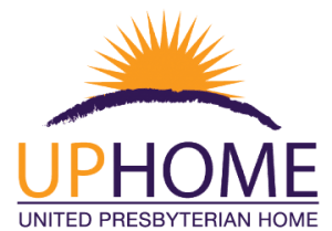 Logo of United Presbyterian Home with a sun motif