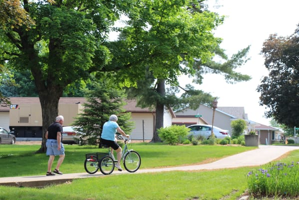 Residents enjoying a sunny day in the garden