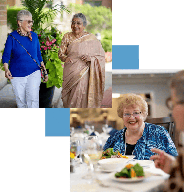 Residents enjoying a meal in a dining area