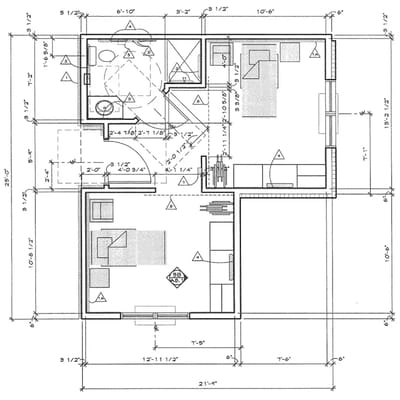 Architectural floor plan with labeled dimensions