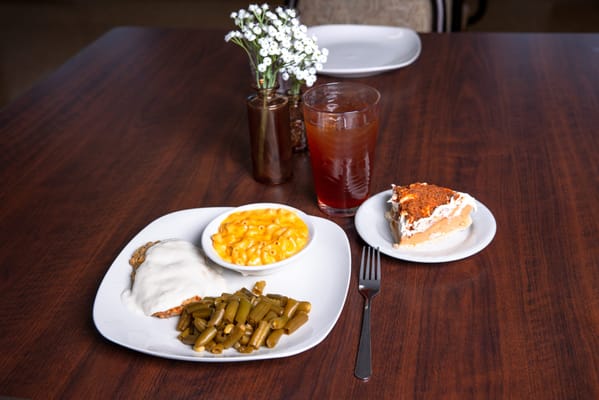 A plate of food served in a dining area