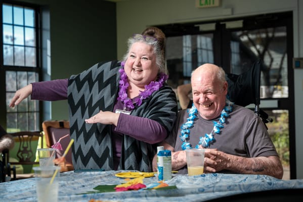 Residents enjoying a fun activity with drinks