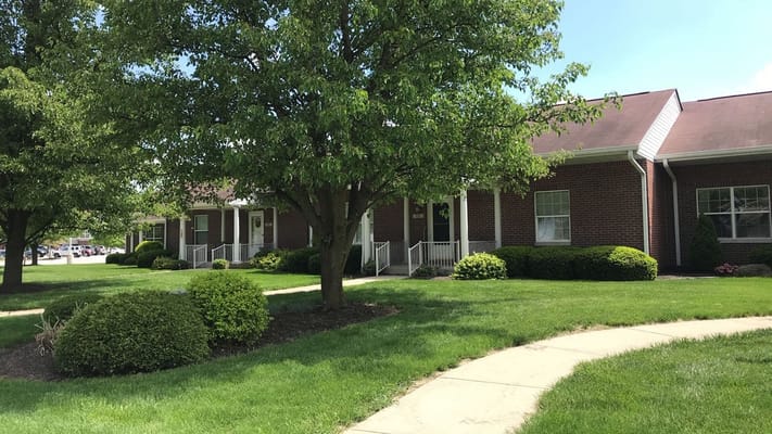 Well-manicured outdoor space at a senior living facility