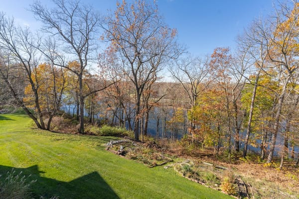 Scenic view of trees and river in autumn